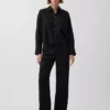 Pantalones de pierna ancha de lino y algodón