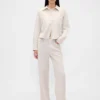 Pantalones de pierna ancha de lino y algodón
