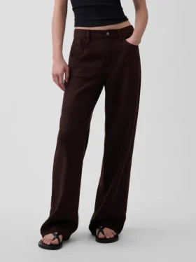 Pantalones de pierna ancha de lino y algodón