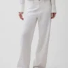 Pantalones de pierna ancha de lino y algodón