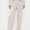 Pantalones de pierna ancha de lino y algodón