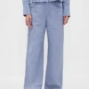 Pantalones de pierna ancha de lino y algodón