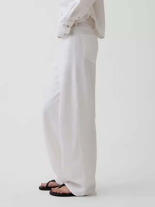 Pantalones de pierna ancha de lino y algodón