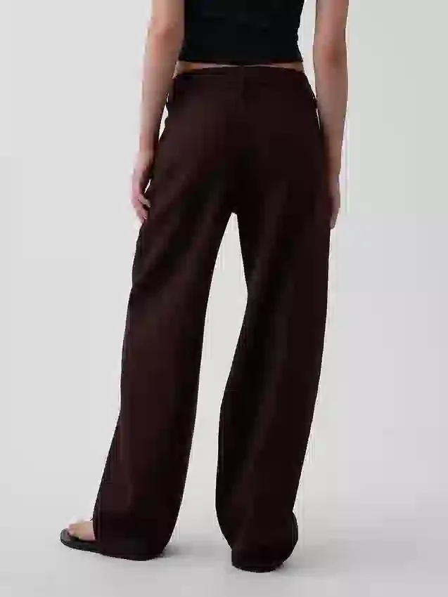 Pantalones de pierna ancha de lino y algodón