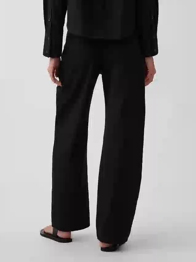Pantalones de pierna ancha de lino y algodón