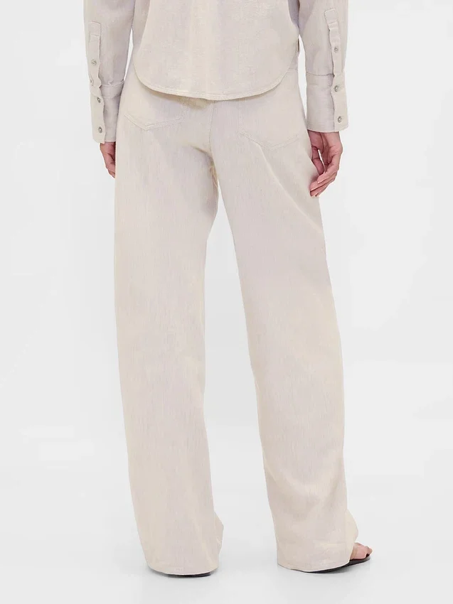 Pantalones de pierna ancha de lino y algodón