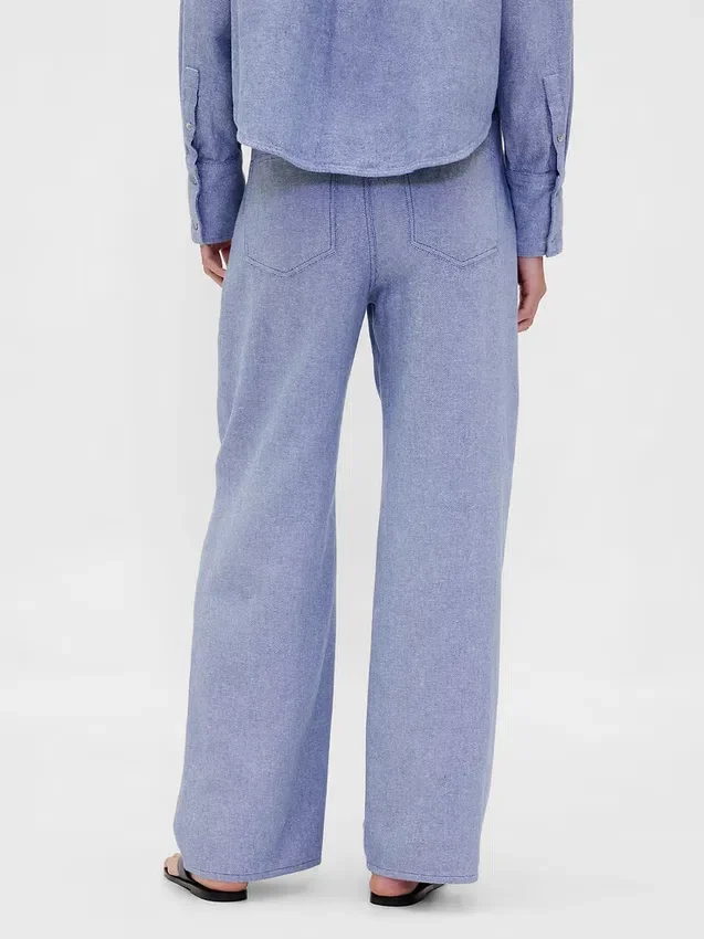 Pantalones de pierna ancha de lino y algodón
