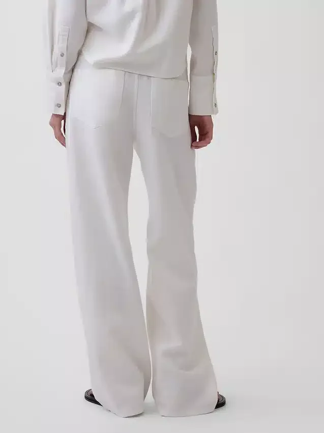 Pantalones de pierna ancha de lino y algodón
