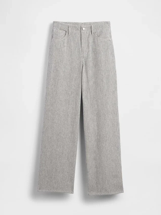 Pantalones de pierna ancha de lino y algodón