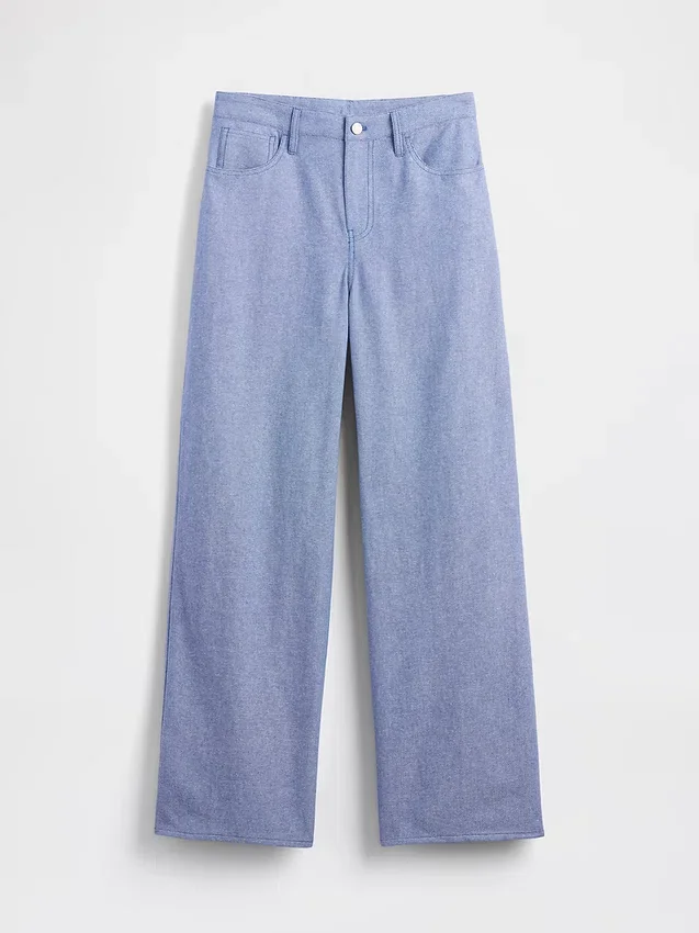 Pantalones de pierna ancha de lino y algodón