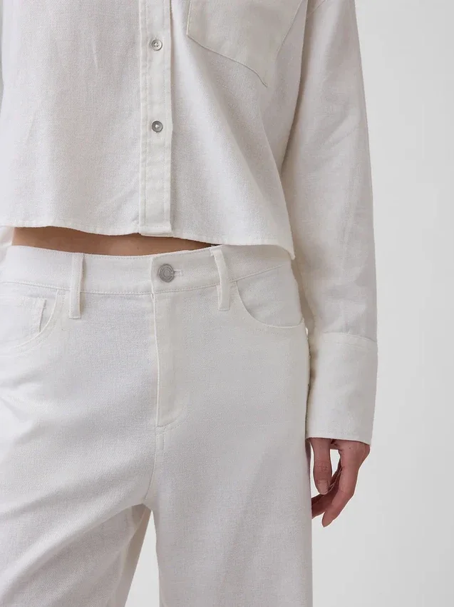 Pantalones de pierna ancha de lino y algodón