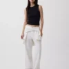 Pantalones de pierna ancha de lino y algodón