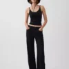 Pantalones de pierna ancha de lino y algodón