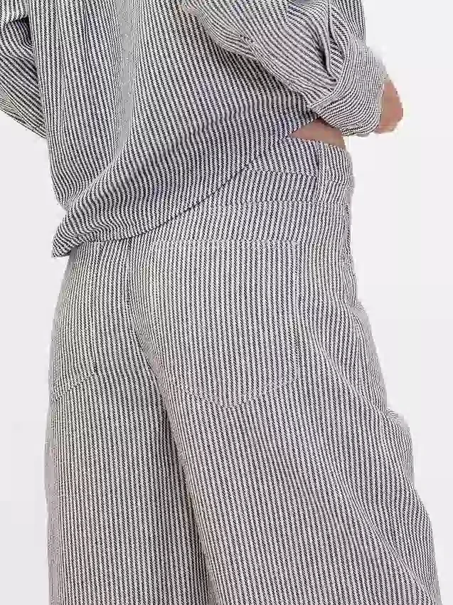 Pantalones de pierna ancha de lino y algodón