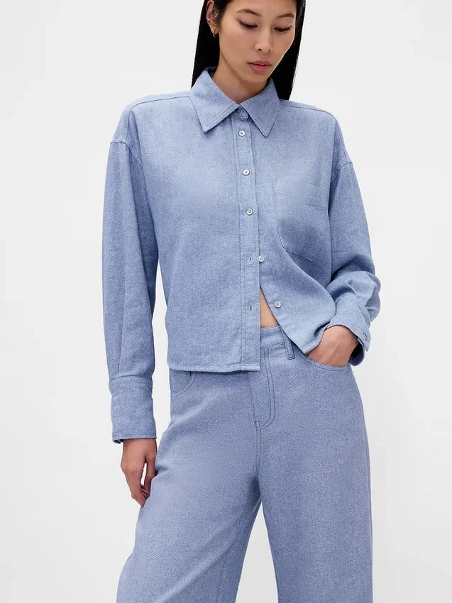 Pantalones de pierna ancha de lino y algodón
