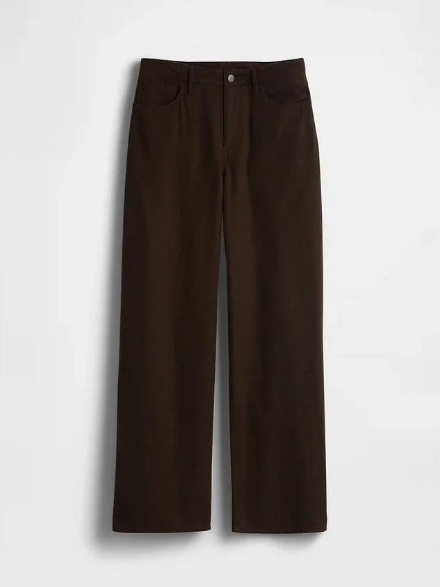 Pantalones de pierna ancha de lino y algodón