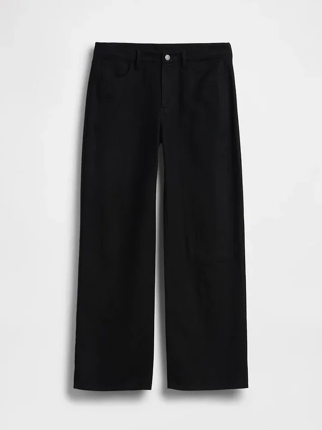 Pantalones de pierna ancha de lino y algodón