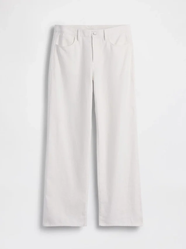 Pantalones de pierna ancha de lino y algodón