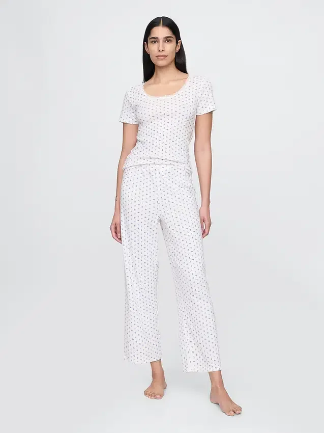 Pantalones de pijama cortos de punto calado