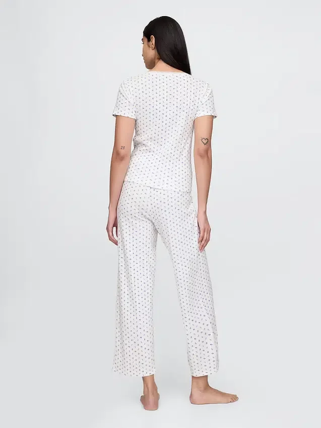 Pantalones de pijama cortos de punto calado