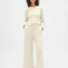 Pantalones de pijama de corte ancho con tejido de gofre