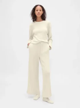 Pantalones de pijama de corte ancho con tejido de gofre