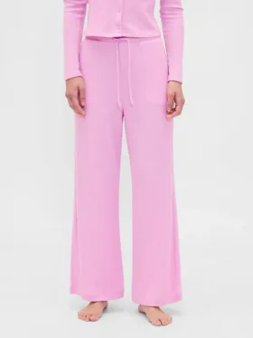 Pantalones de pijama de corte ancho con tejido de gofre