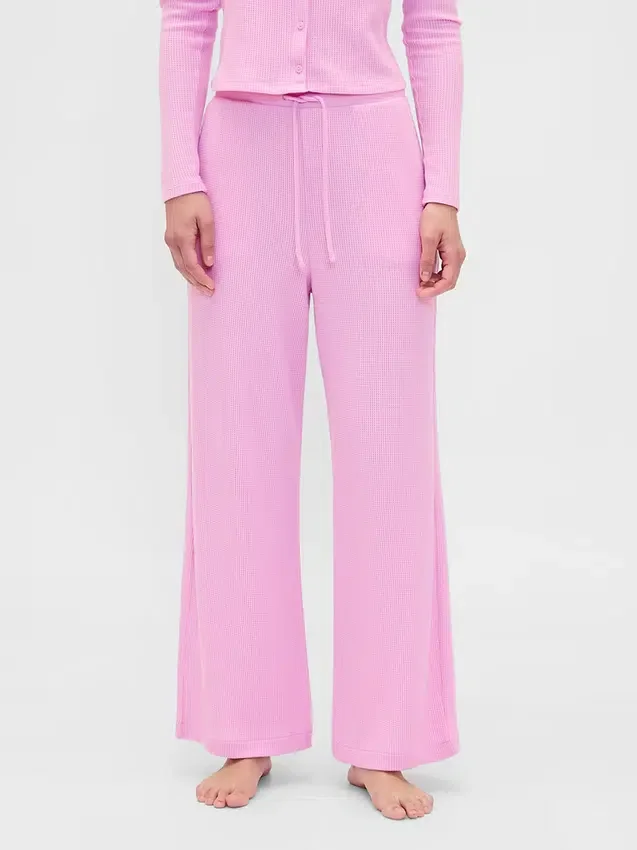 Pantalones de pijama de corte ancho con tejido de gofre