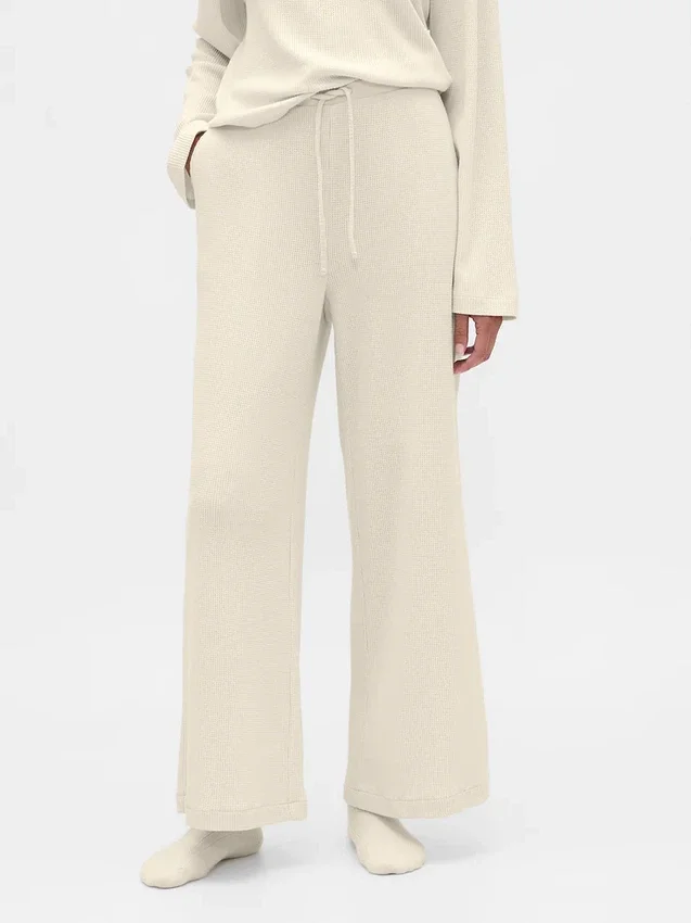 Pantalones de pijama de corte ancho con tejido de gofre