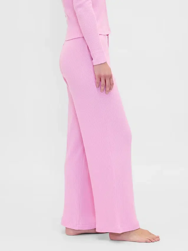 Pantalones de pijama de corte ancho con tejido de gofre