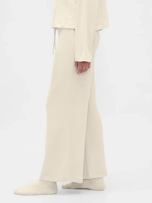Pantalones de pijama de corte ancho con tejido de gofre