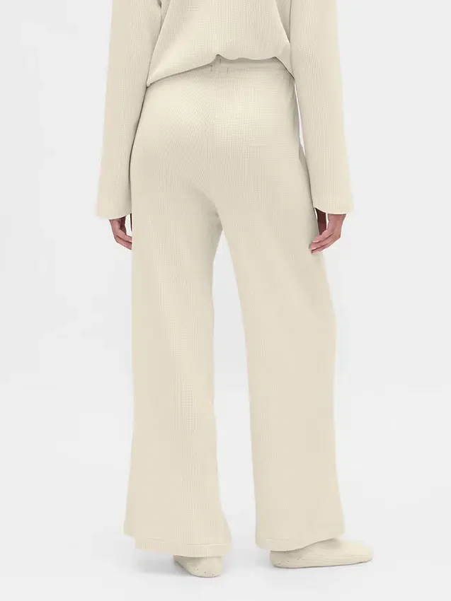 Pantalones de pijama de corte ancho con tejido de gofre