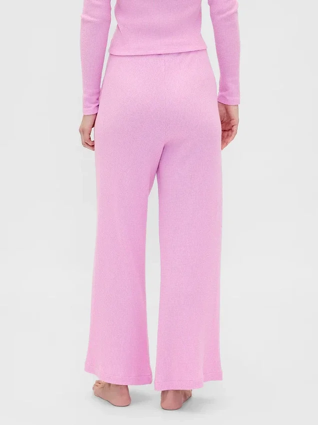Pantalones de pijama de corte ancho con tejido de gofre