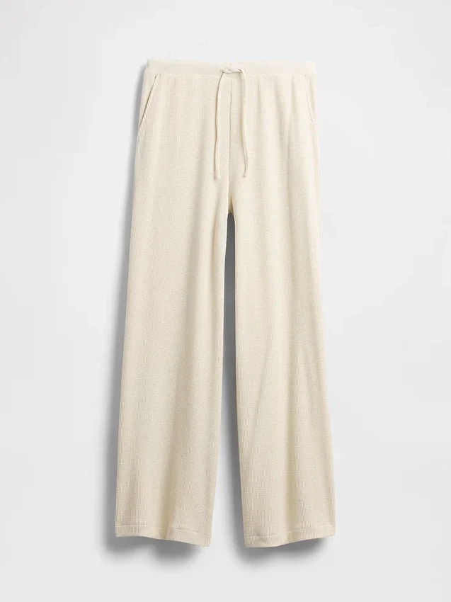 Pantalones de pijama de corte ancho con tejido de gofre