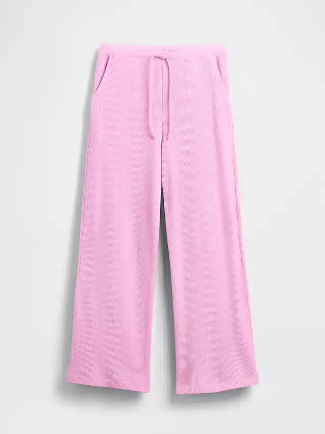 Pantalones de pijama de corte ancho con tejido de gofre