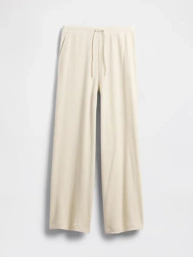 Pantalones de pijama de corte ancho con tejido de gofre