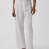Pantalones de pijama de mezcla de lino con bajo de encaje