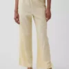 Pantalones de pijama de mezcla de lino con bajo de encaje