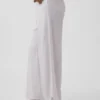 Pantalones de pijama de mezcla de lino con bajo de encaje