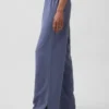Pantalones de pijama de mezcla de lino con bajo de encaje
