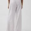 Pantalones de pijama de mezcla de lino con bajo de encaje