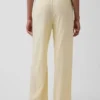 Pantalones de pijama de mezcla de lino con bajo de encaje