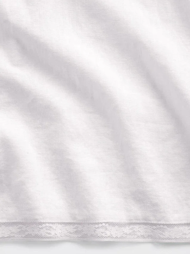 Pantalones de pijama de mezcla de lino con bajo de encaje
