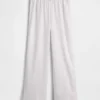 Pantalones de pijama de mezcla de lino con bajo de encaje