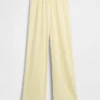 Pantalones de pijama de mezcla de lino con bajo de encaje