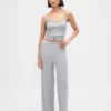 Pantalones de pijama de pierna ancha con canalé fino