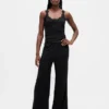Pantalones de pijama de pierna ancha con canalé fino