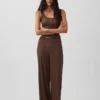 Pantalones de pijama de pierna ancha con canalé fino