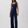 Pantalones de pijama de pierna ancha con canalé fino