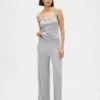 Pantalones de pijama de pierna ancha con canalé fino